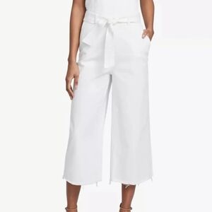 RACHEL Rachel Roy White Wide-Leg Cropped Pants with Tie Waist